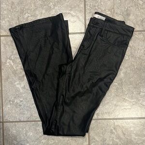Kancan black leather flare pants